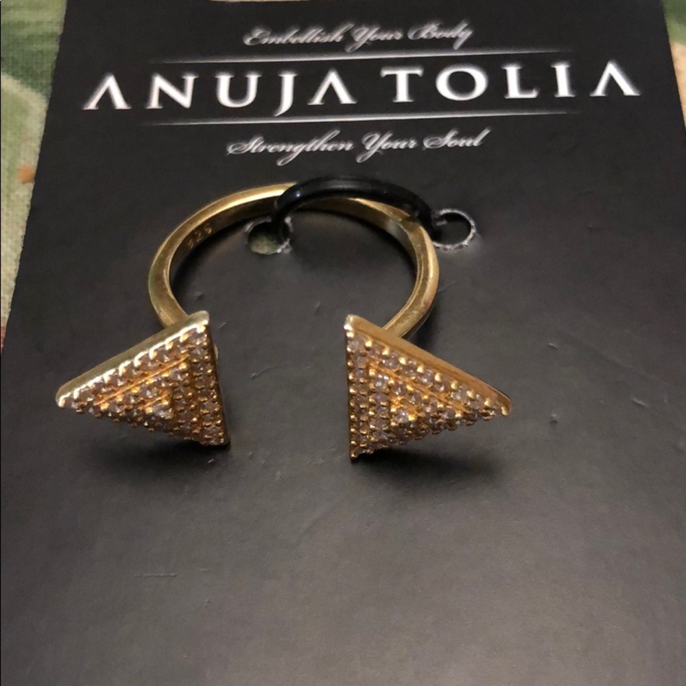 Pointed triangles base metal 22K plating NEW